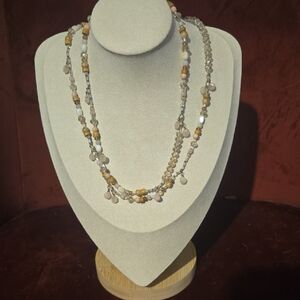 LOFT Multi-Strand Beaded Gemstone Rose Quartz Necklace💫